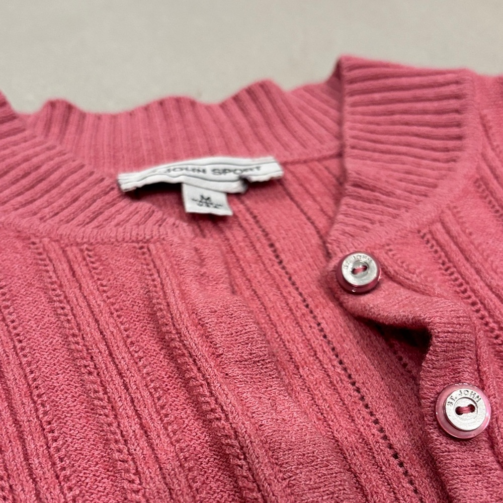 St. John Sport Pink Cardigan vintage sz m wool blend - Picture 11 of 11